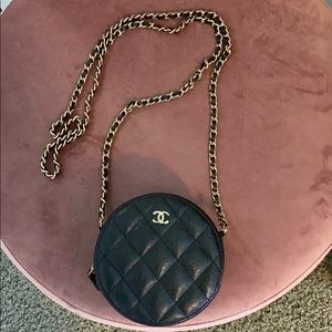 Chanel round clutch with chain